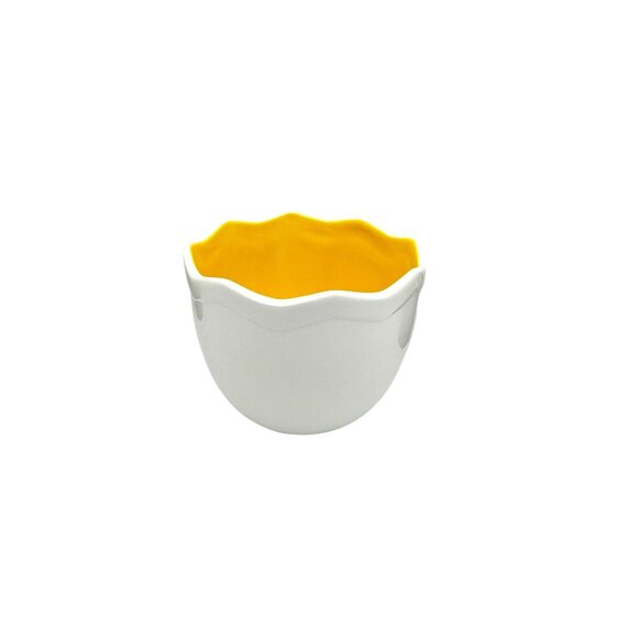 Bella Casa By Ganz Ceramic Egg-Shaped Bowl With Yellow Interior & Duck Feet - Picture 4 of 7